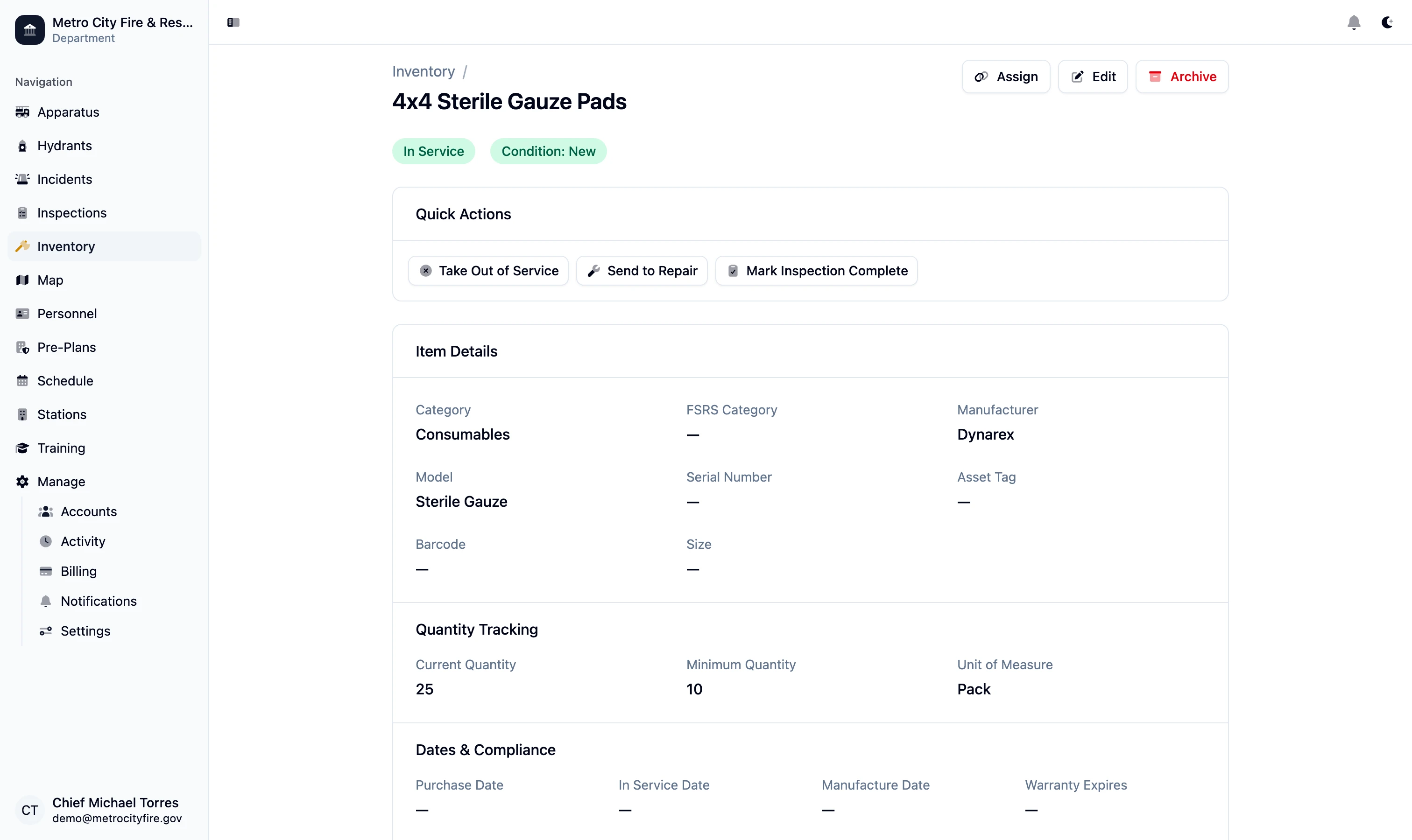 Inventory item details