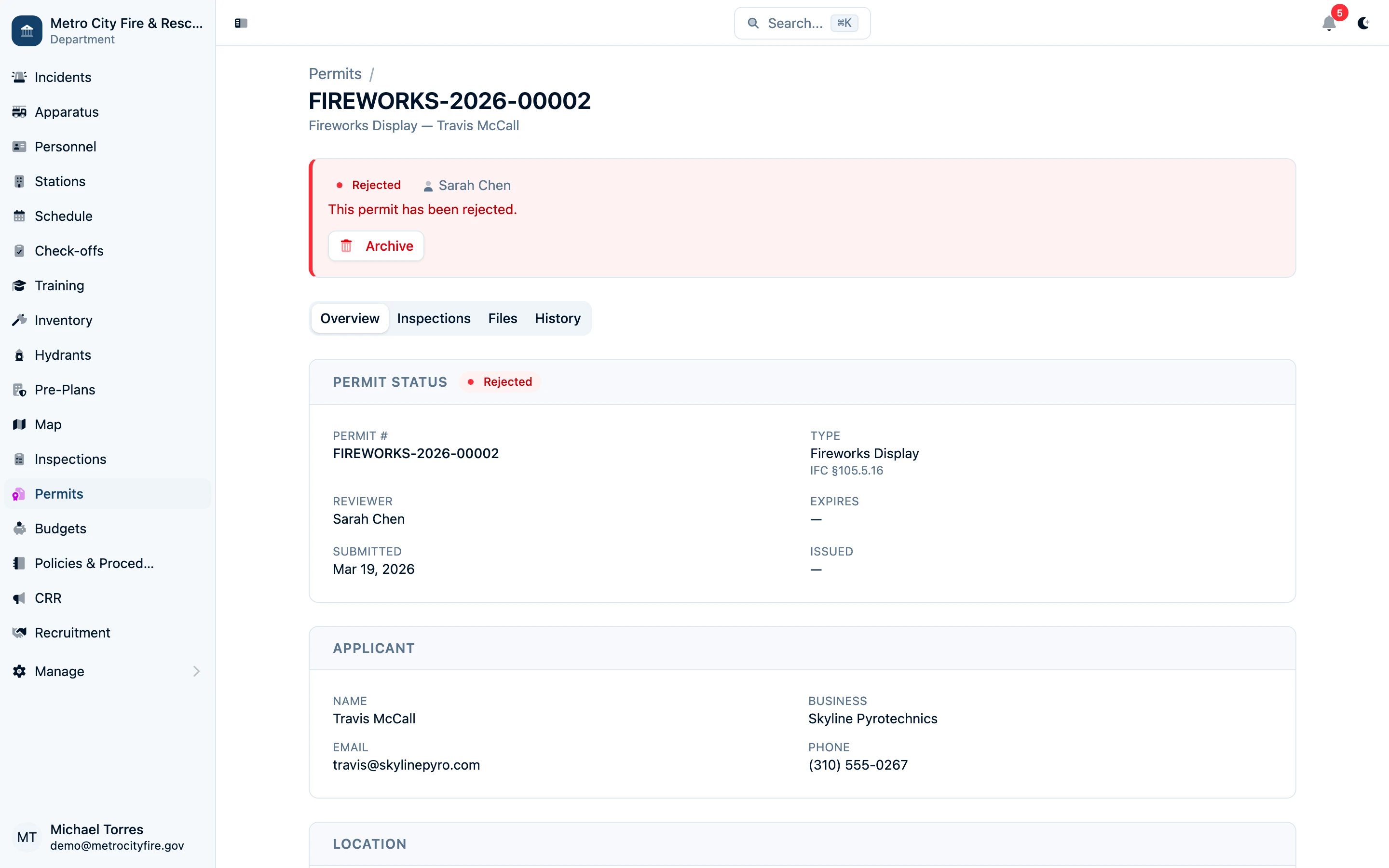 Permit detail with approval workflow