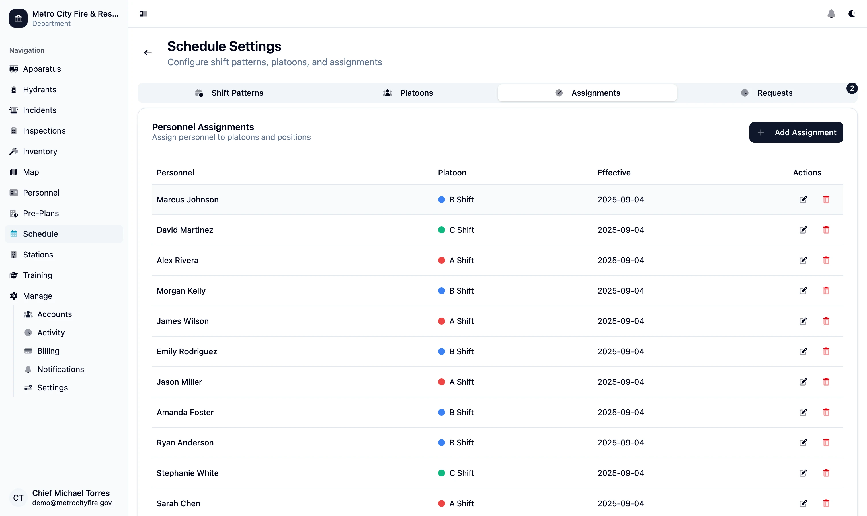 Schedule assignments