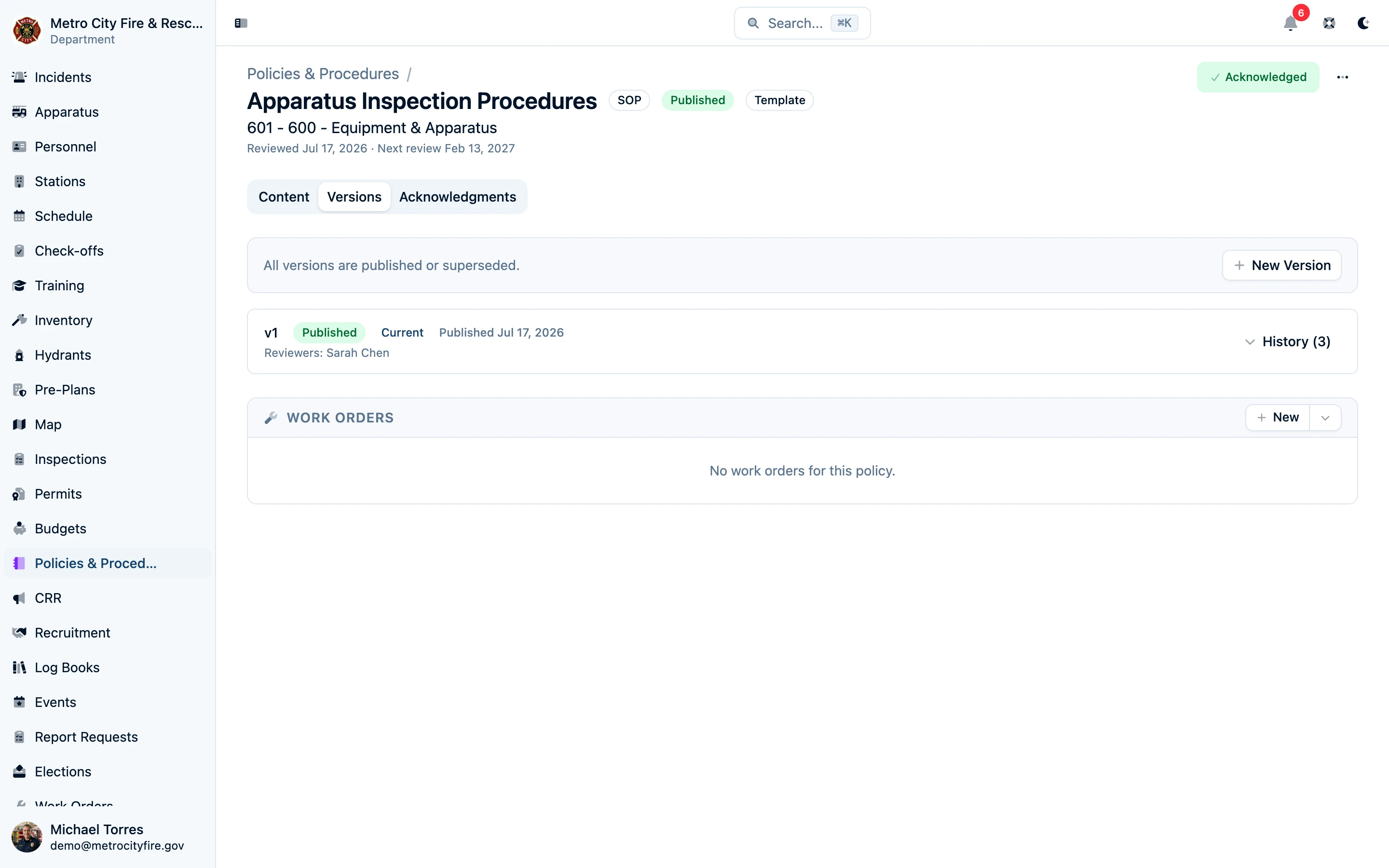 SOP version history and approval workflow
